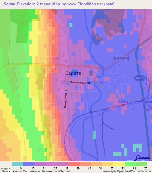 Sarata,Ukraine Elevation Map