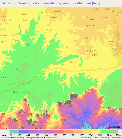 Az Zahir,Yemen Elevation Map