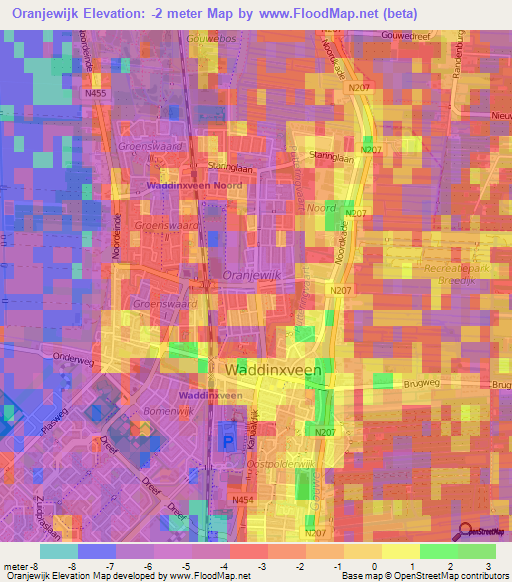 Oranjewijk,Netherlands Elevation Map
