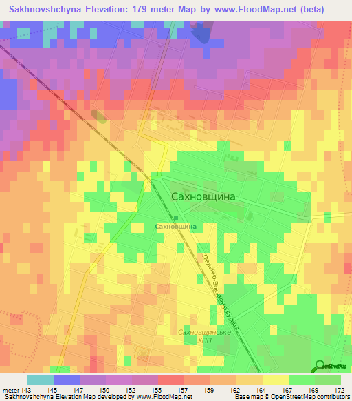 Sakhnovshchyna,Ukraine Elevation Map