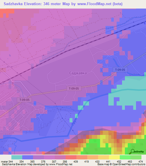 Sadzhavka,Ukraine Elevation Map