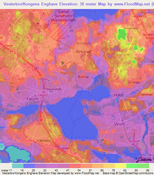 Vesterbro/Kongens Enghave,Denmark Elevation Map