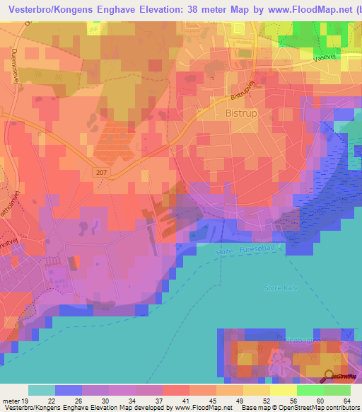 Vesterbro/Kongens Enghave,Denmark Elevation Map