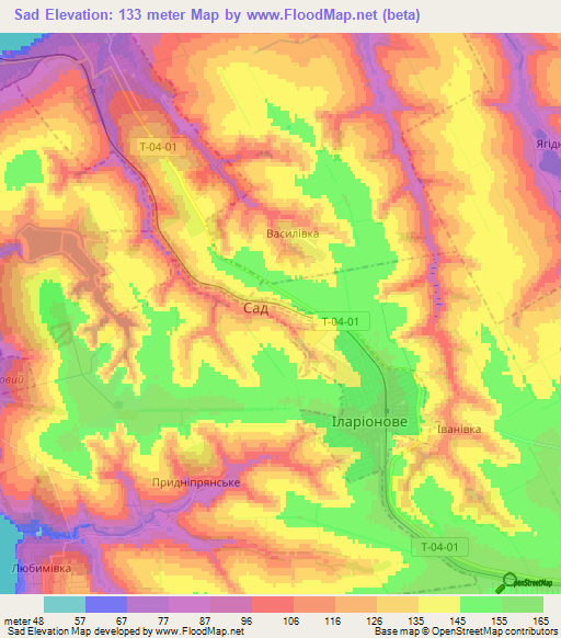 Sad,Ukraine Elevation Map