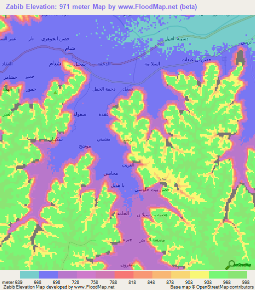 Zabib,Yemen Elevation Map