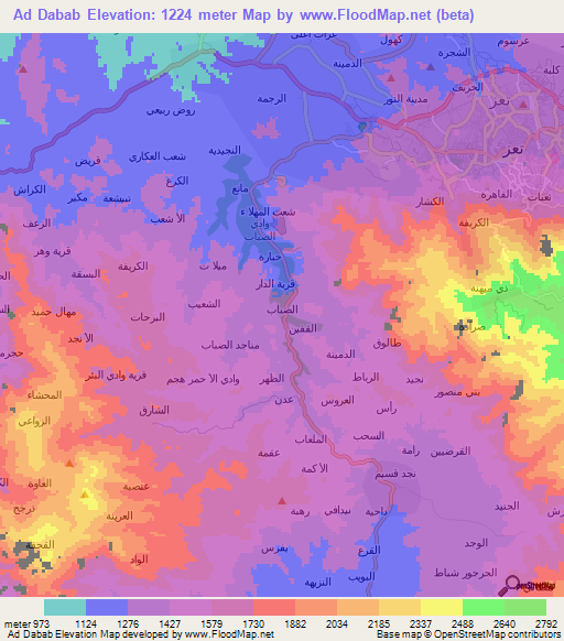 Ad Dabab,Yemen Elevation Map