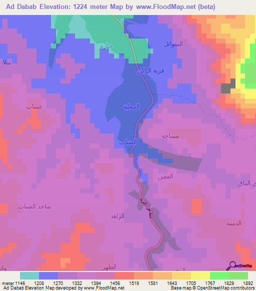Ad Dabab,Yemen Elevation Map