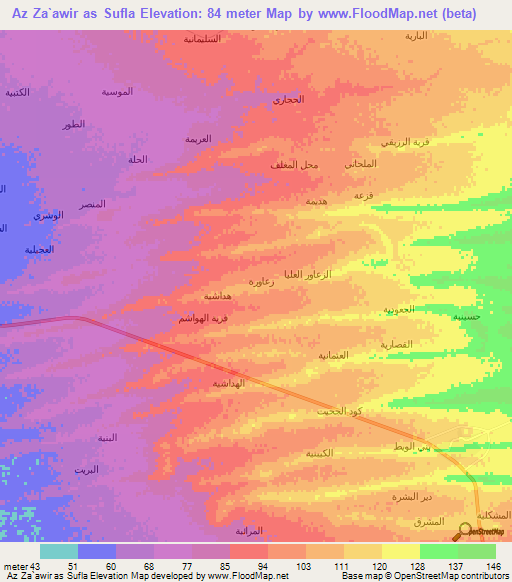 Az Za`awir as Sufla,Yemen Elevation Map