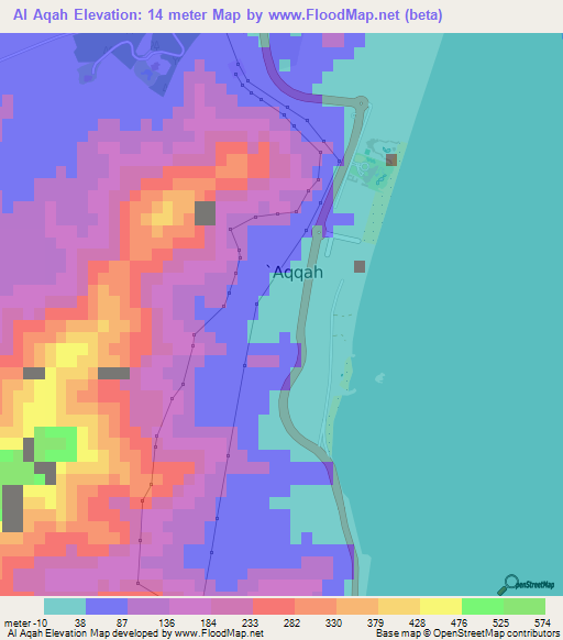 Al Aqah,United Arab Emirates Elevation Map