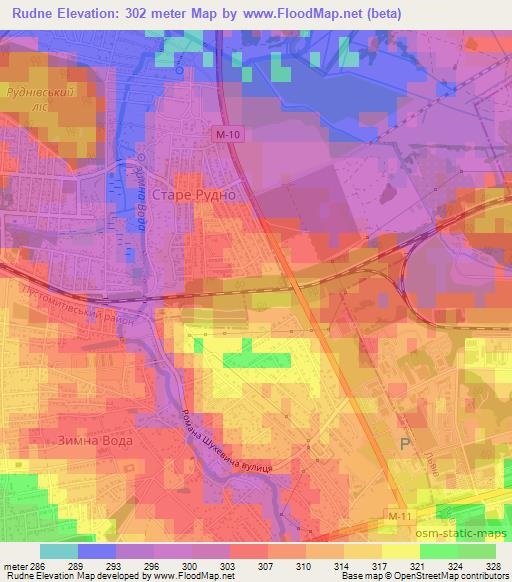 Rudne,Ukraine Elevation Map