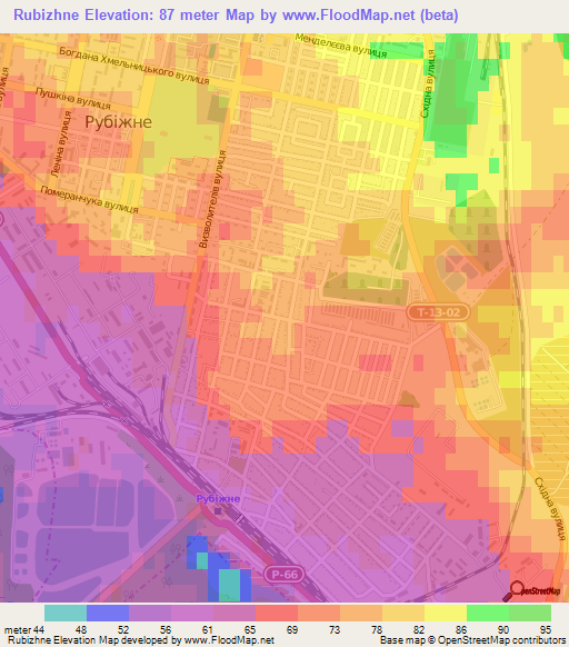 Rubizhne,Ukraine Elevation Map