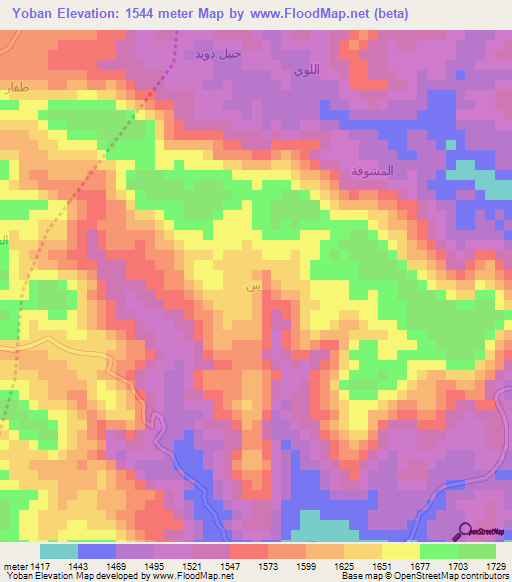 Yoban,Yemen Elevation Map