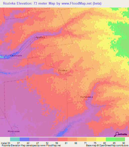Rozivka,Ukraine Elevation Map