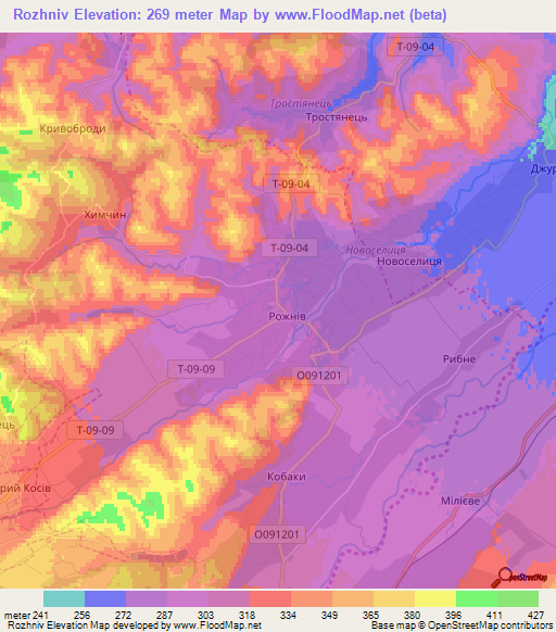Rozhniv,Ukraine Elevation Map