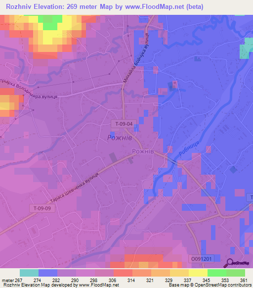 Rozhniv,Ukraine Elevation Map