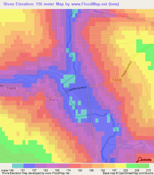 Rivne,Ukraine Elevation Map
