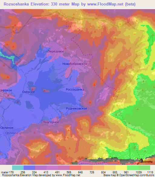 Rozsoshanka,Ukraine Elevation Map