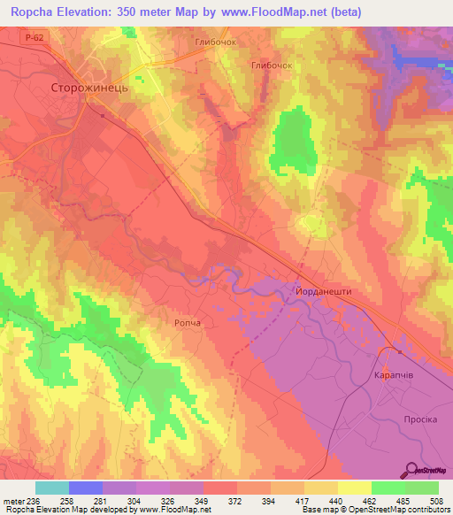 Ropcha,Ukraine Elevation Map