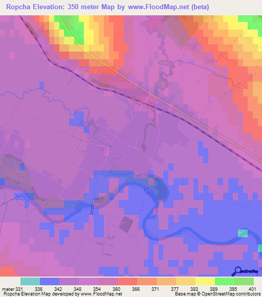 Ropcha,Ukraine Elevation Map