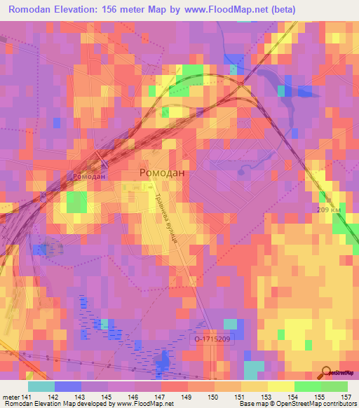 Romodan,Ukraine Elevation Map