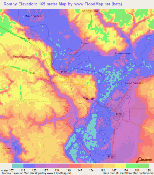 Romny,Ukraine Elevation Map