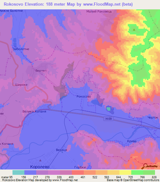 Rokosovo,Ukraine Elevation Map