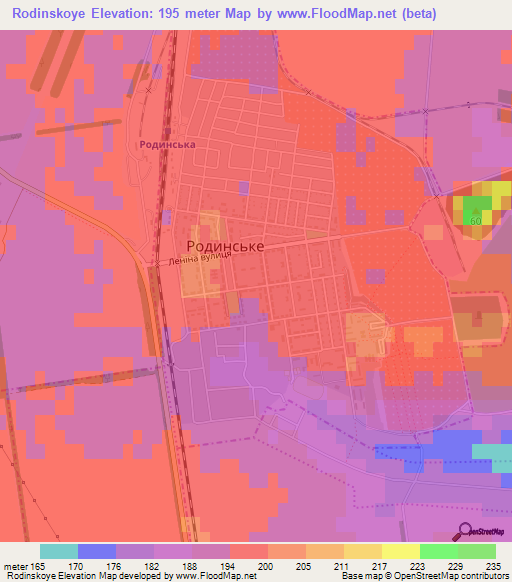 Rodinskoye,Ukraine Elevation Map