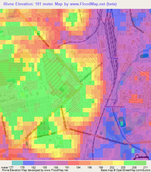 Rivne,Ukraine Elevation Map