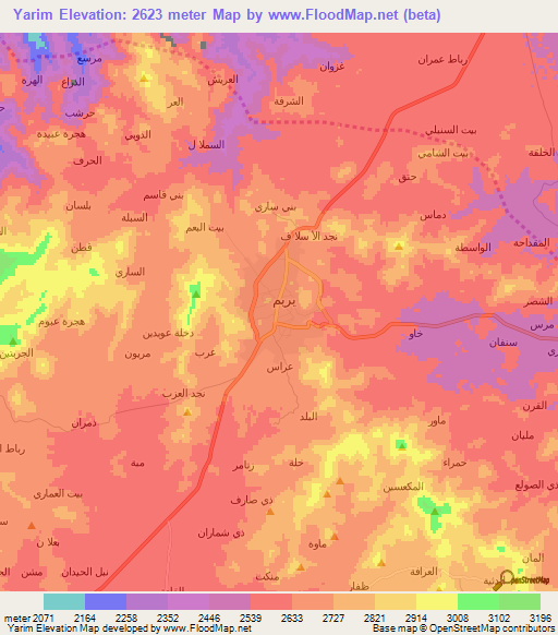 Yarim,Yemen Elevation Map