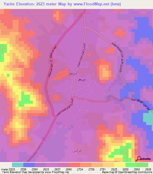 Yarim,Yemen Elevation Map