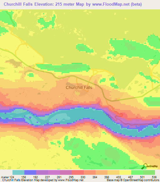 Churchill Falls,Canada Elevation Map