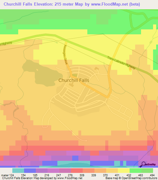 Churchill Falls,Canada Elevation Map
