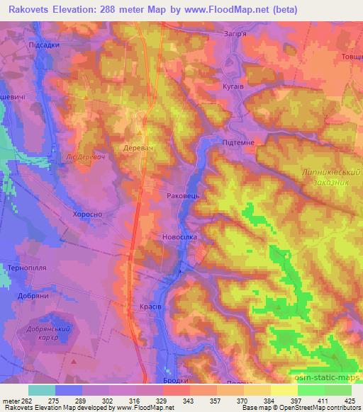 Rakovets,Ukraine Elevation Map