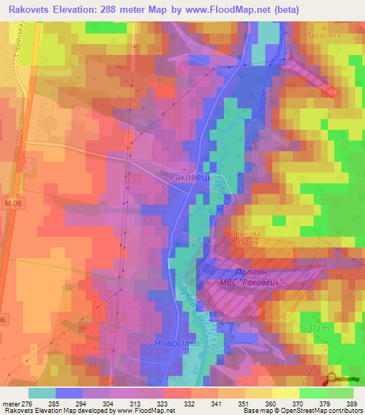 Rakovets,Ukraine Elevation Map