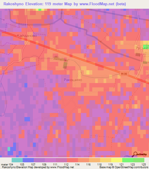 Rakoshyno,Ukraine Elevation Map