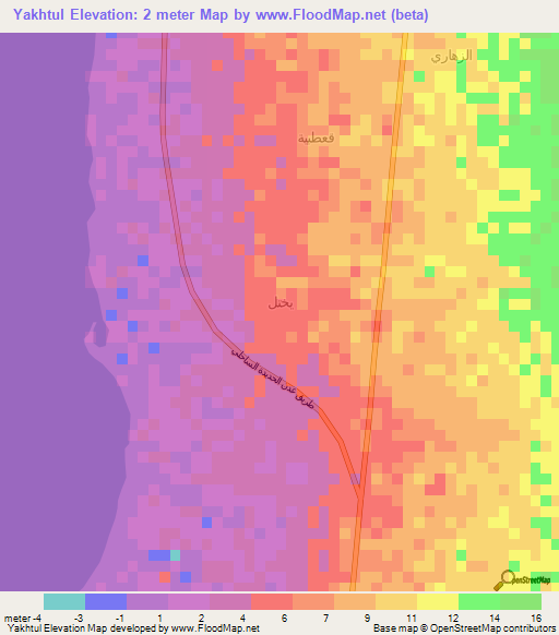 Yakhtul,Yemen Elevation Map