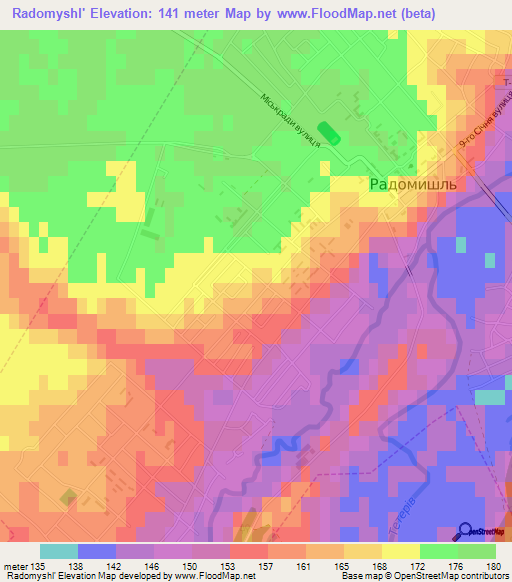 Radomyshl',Ukraine Elevation Map
