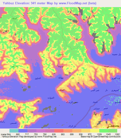 Yahbuz,Yemen Elevation Map