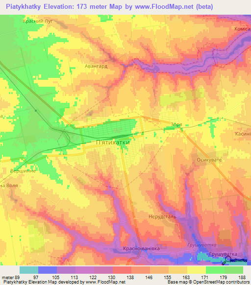 Piatykhatky,Ukraine Elevation Map