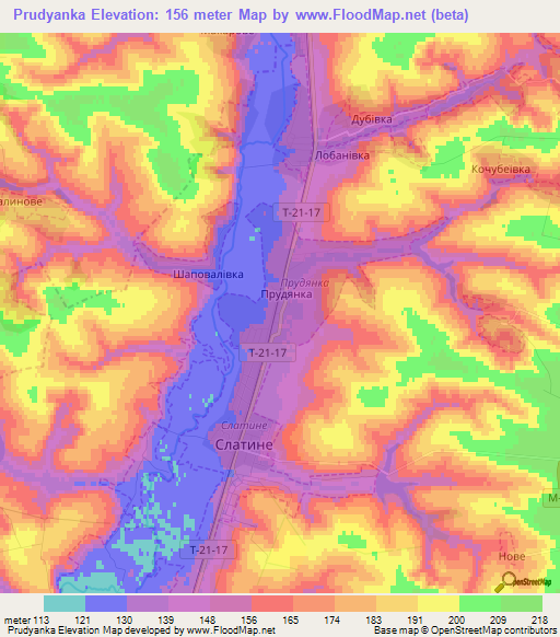 Prudyanka,Ukraine Elevation Map