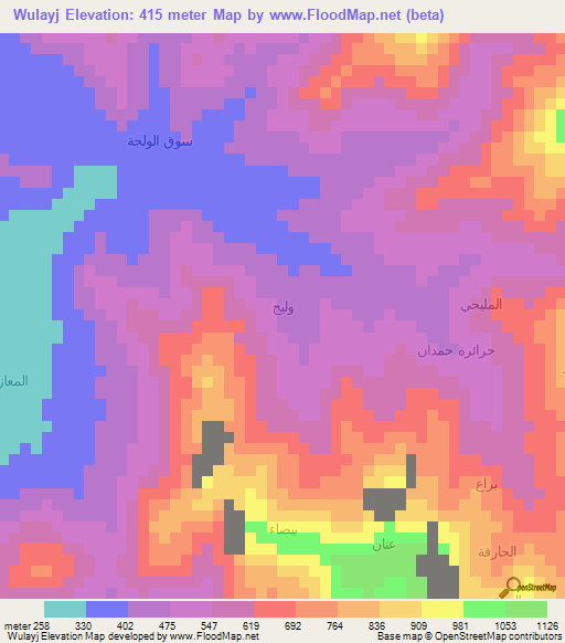 Wulayj,Yemen Elevation Map