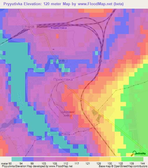 Pryyutivka,Ukraine Elevation Map