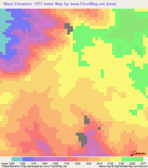 Waza,Yemen Elevation Map