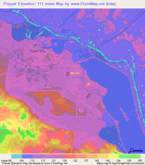 Pripyat',Ukraine Elevation Map