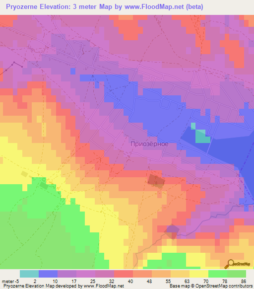 Pryozerne,Ukraine Elevation Map