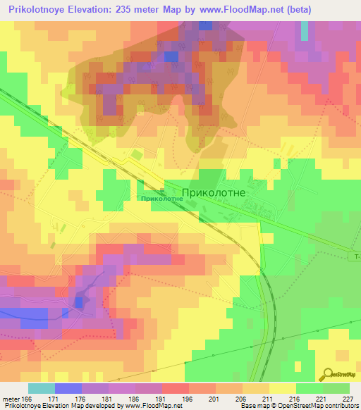 Prikolotnoye,Ukraine Elevation Map