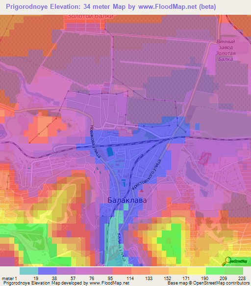 Prigorodnoye,Ukraine Elevation Map
