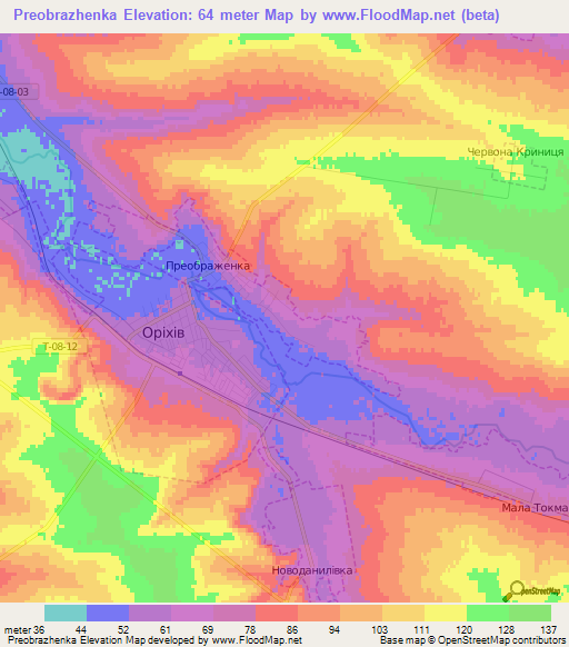 Preobrazhenka,Ukraine Elevation Map