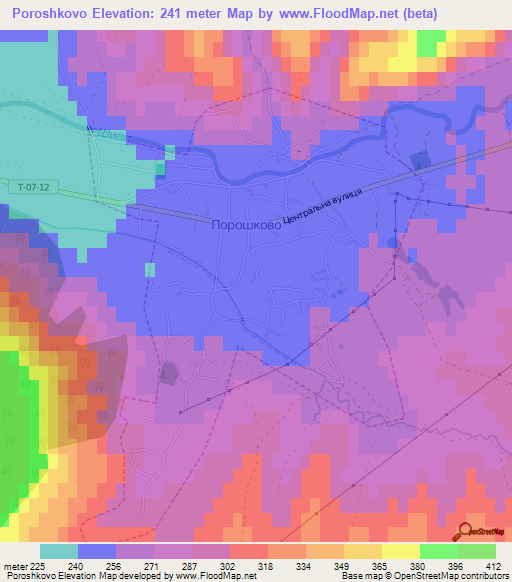 Poroshkovo,Ukraine Elevation Map