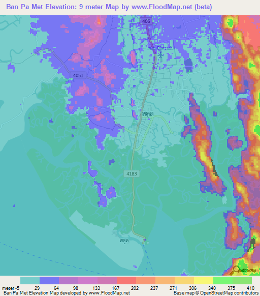 Ban Pa Met,Thailand Elevation Map